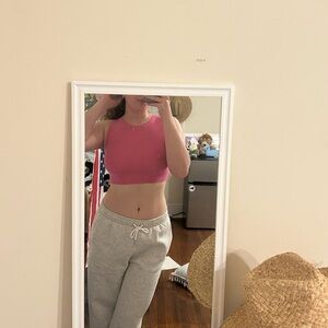 Bright pink cropped tank top